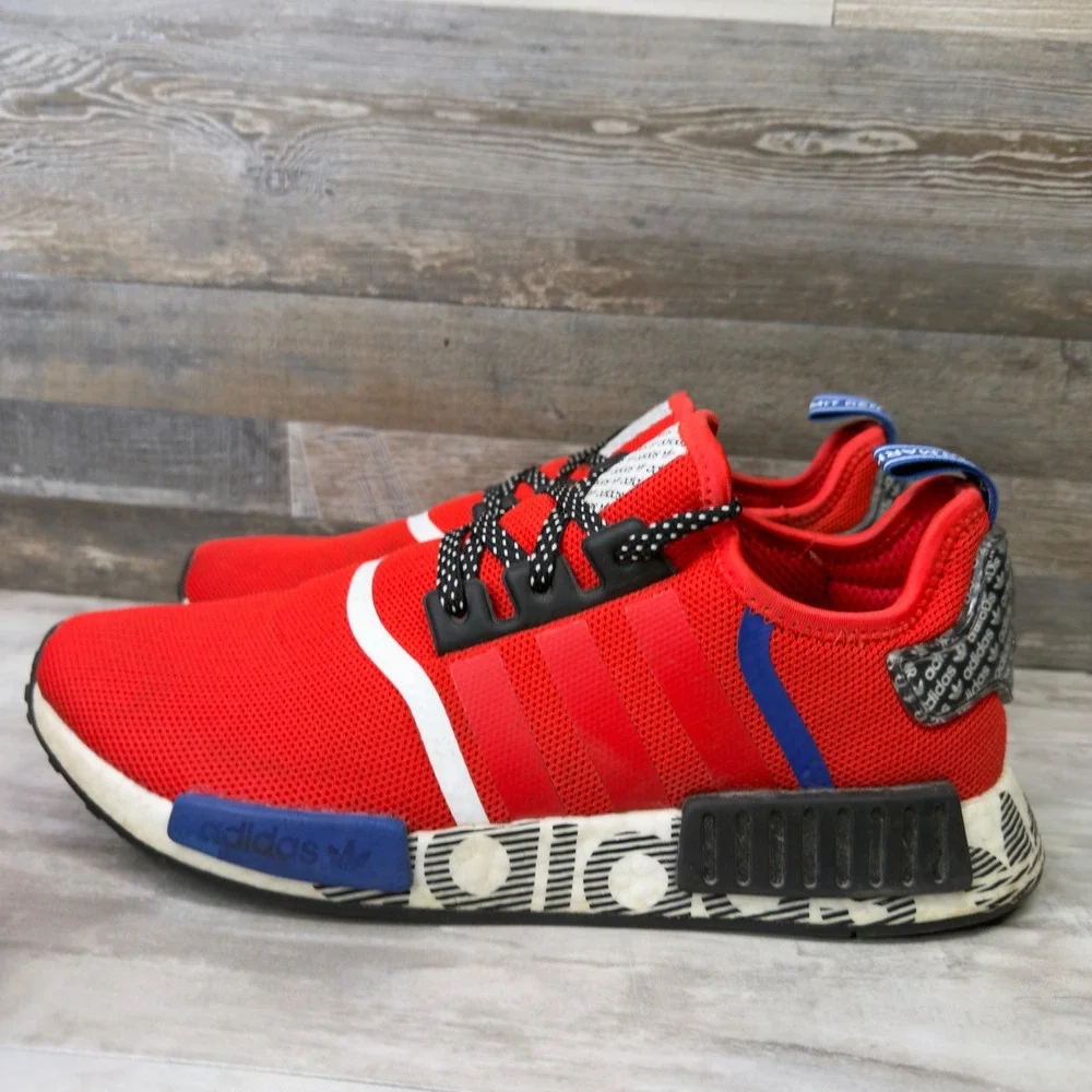 Adidas Boost NMD R1 Sneaker Men's Size 10.5 Active Red White Blue FV5214